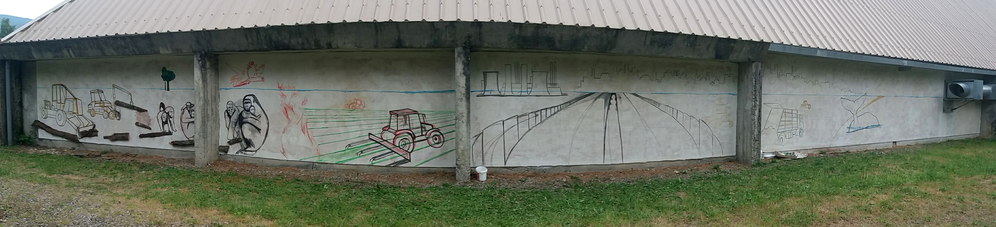 Fresque réalisé au Collège Armand Latour d'Aspet avec les élèves de cinquième, année 2021.